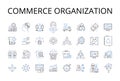 Commerce organization line icons collection. Business entity, Trading company, Financial institution, Merchandise