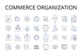 Commerce organization line icons collection. Business entity, Trading company, Financial institution, Merchandise