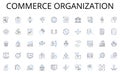 Commerce organization line icons collection. Equipment, Tools, Apparel, Accessories, Gadgets, Instruments, Apparatus