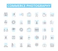 Commerce photography linear icons set. E-commerce, Product, Advertising, Market, Sales, Merchandising, Display line