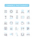 Commerce photography vector line icons set. Commerce, Photography, Portrait, Landscape, Wildlife, Nature, Still life