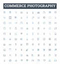 Commerce photography vector line icons set. Commerce, Photography, Portrait, Landscape, Wildlife, Nature, Still life