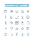 Commerce photography vector line icons set. Commerce, Photography, Portrait, Landscape, Wildlife, Nature, Still life