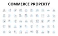 Commerce property linear icons set. Retail, Commercial, Industrial, Office, Warehouse, Shopping, Plaza vector symbols