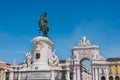 Commerce Square and statue of King Jose Lisbon Portugal Royalty Free Stock Photo