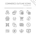 Commerce thin line icon set. Store, tag, security, discount and credit card. Outline vector illustration Royalty Free Stock Photo