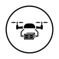 Commerce, trade, flying drone icon. Black vector graphics