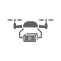 Commerce, trade, flying drone icon. Gray vector graphics