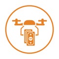 Commerce, trade, flying drone icon. Orange color design