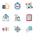 Commercial activity icons set, cartoon style