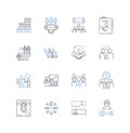 Commercial activity line icons collection. Business, Commerce, Trade, Industry, Sales, Marketing, Advertising vector and