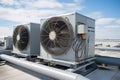 Commercial air conditioning outer fan, commercial HVAC system installed on a rooftop Royalty Free Stock Photo