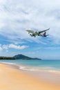 Commercial aircraft landing at Phuket International Airport