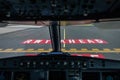 Commercial airliner airplane flight cockpit Royalty Free Stock Photo