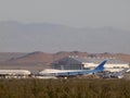 Commercial airliners planes parked in the Desert
