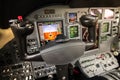 Commercial airplane cockpit interior view