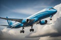 Commercial airplane flying in the blue sky. generative ai Royalty Free Stock Photo