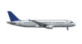 Commercial airplane illustration showing a side view of a passenger aircraft. The