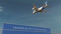 Commercial airplane landing at Leonardo da Vinci-Fiumicino Airport 3D rendering