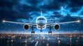 Commercial Airplane Taking Off at Night Royalty Free Stock Photo