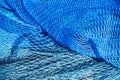 Commercial blue color fishing nets background. Top view Royalty Free Stock Photo