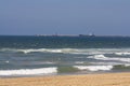 Commercial Boat Exiting Entrance to Durban Harbour