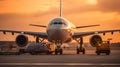 A commercial cargo air freight airplane loaded