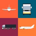 Commercial cargo transportation icons set Royalty Free Stock Photo