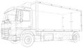 Commercial cargo van vector. Isolated Wire-frame Truck freight. Wire-frame line isolated. Vector rendering of 3d