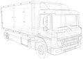 Commercial cargo van vector. Isolated Wire-frame Truck freight. Wire-frame line isolated. Vector rendering of 3d