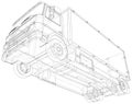 Commercial cargo van vector. Isolated Wire-frame Truck freight. Wire-frame line isolated. Vector rendering of 3d