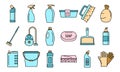 Commercial cleaner equipment icons set vector color