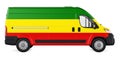 Commercial delivery van with Rastafarian flag. 3D rendering