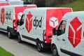 Commercial delivery vans in row. DPD company. Royalty Free Stock Photo