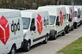 Commercial delivery vans in row. DPD company. Royalty Free Stock Photo