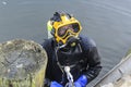 Commercial diver on Acushnet River