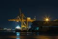 Commercial docks at night Royalty Free Stock Photo