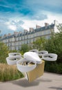 Commercial drone flying around Paris