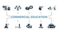 Commercial Education icon set. Monochrome simple Commercial Education icon collection. Online Training, Occupation