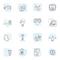 Commercial education linear icons set. Business, Economics, Finance, Marketing, Accounting, Entrepreneurship, Management