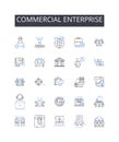 Commercial enterprise line icons collection. Business venture, Trading operation, Entrepreneurial pursuit, Economic