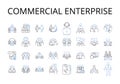 Commercial enterprise line icons collection. Business venture, Trading operation, Entrepreneurial pursuit, Economic