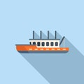 Commercial fish boat icon flat vector. Sea ship Royalty Free Stock Photo