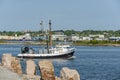 Commercial fishing boat Rebecca Mary seen from hurricane barrier Royalty Free Stock Photo