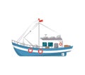 Commercial Fishing Boat Side View Icon
