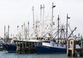 Commercial fishing boats docked in a marina in Narragansett Rhode Island