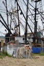 Commercial fishing boats in New England, at the dock.