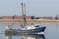 Commercial fishing vessel Adventuress heading up Acushnet River Royalty Free Stock Photo