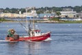 Commercial fishing vessel Double Down crossing New Bedford inner harbor