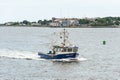 Commercial fishing vessel Intimidator nearing Fairhaven Royalty Free Stock Photo